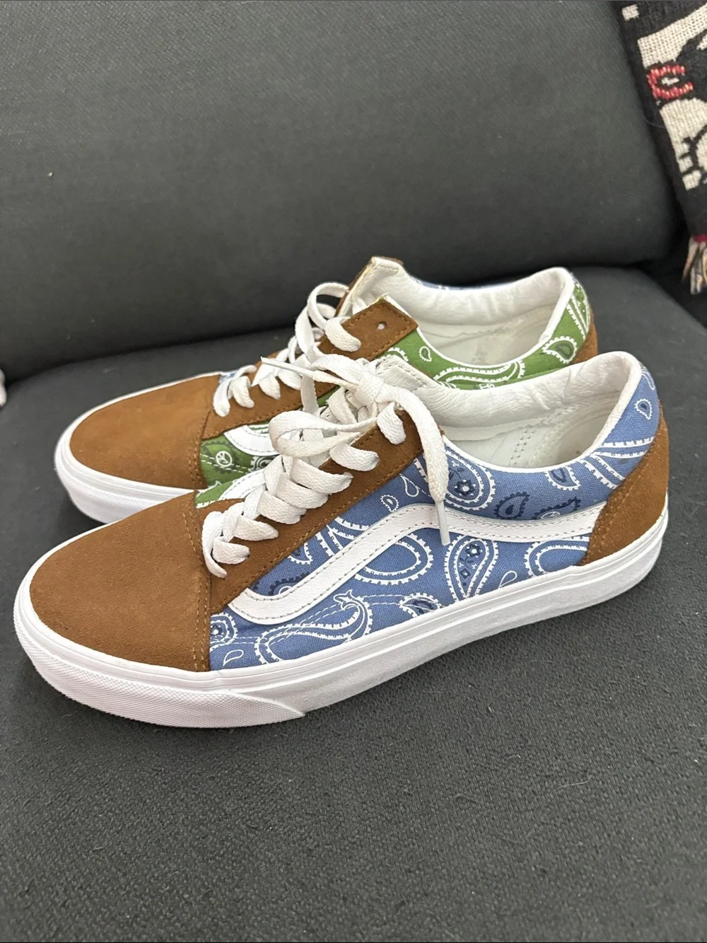 Vans Paisley Low-Top Sneakers in Brown, Blue & Green